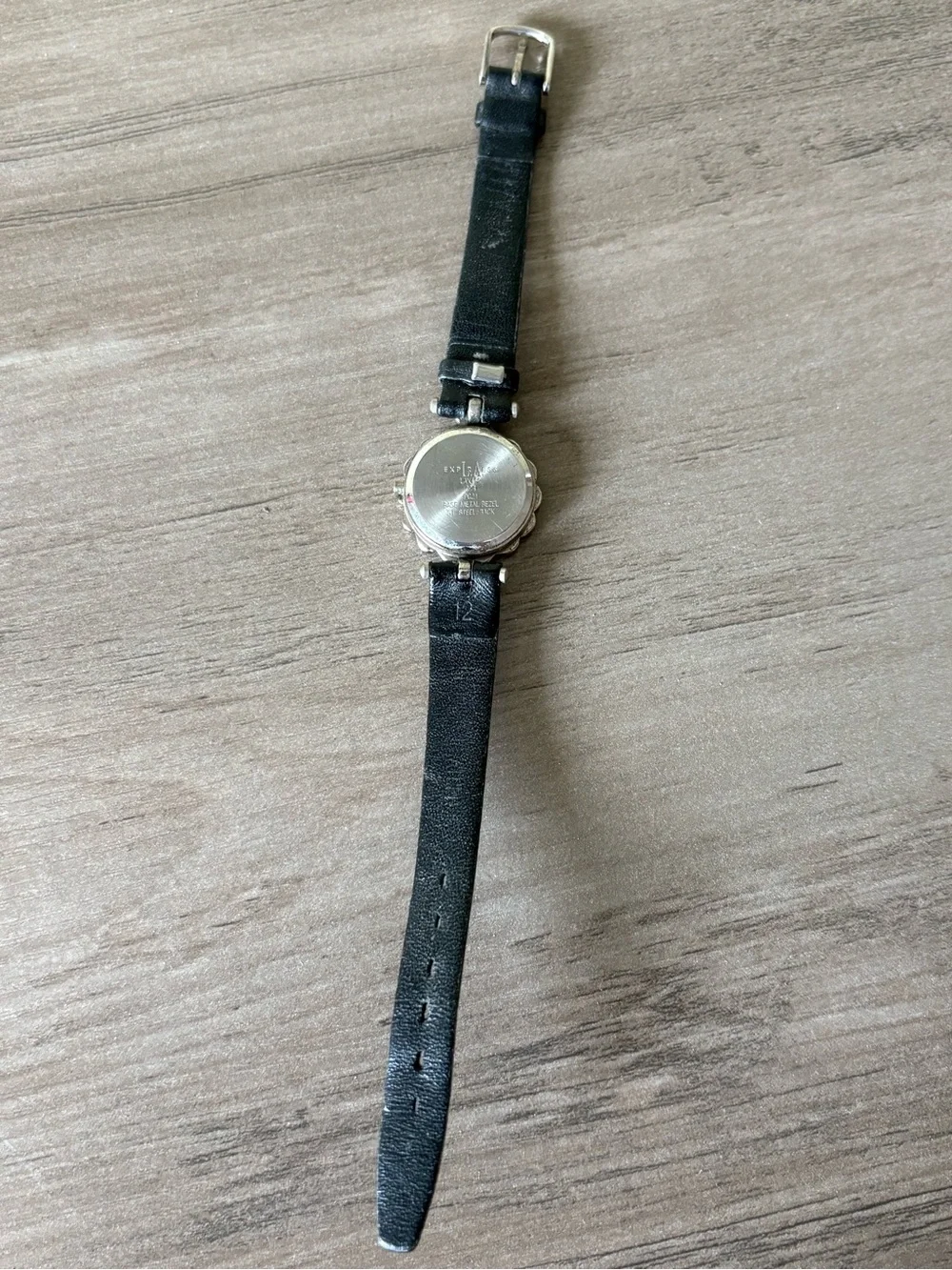 Express LA Marcasite Style Watch Black Leather Band Vintage Inspired Quartz